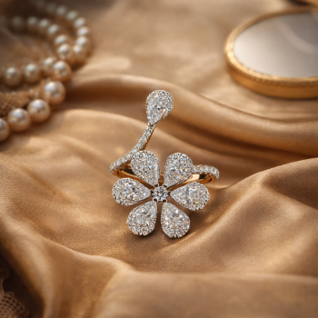 Lab-Grown Diamond Floral Drop Open Designer Ring